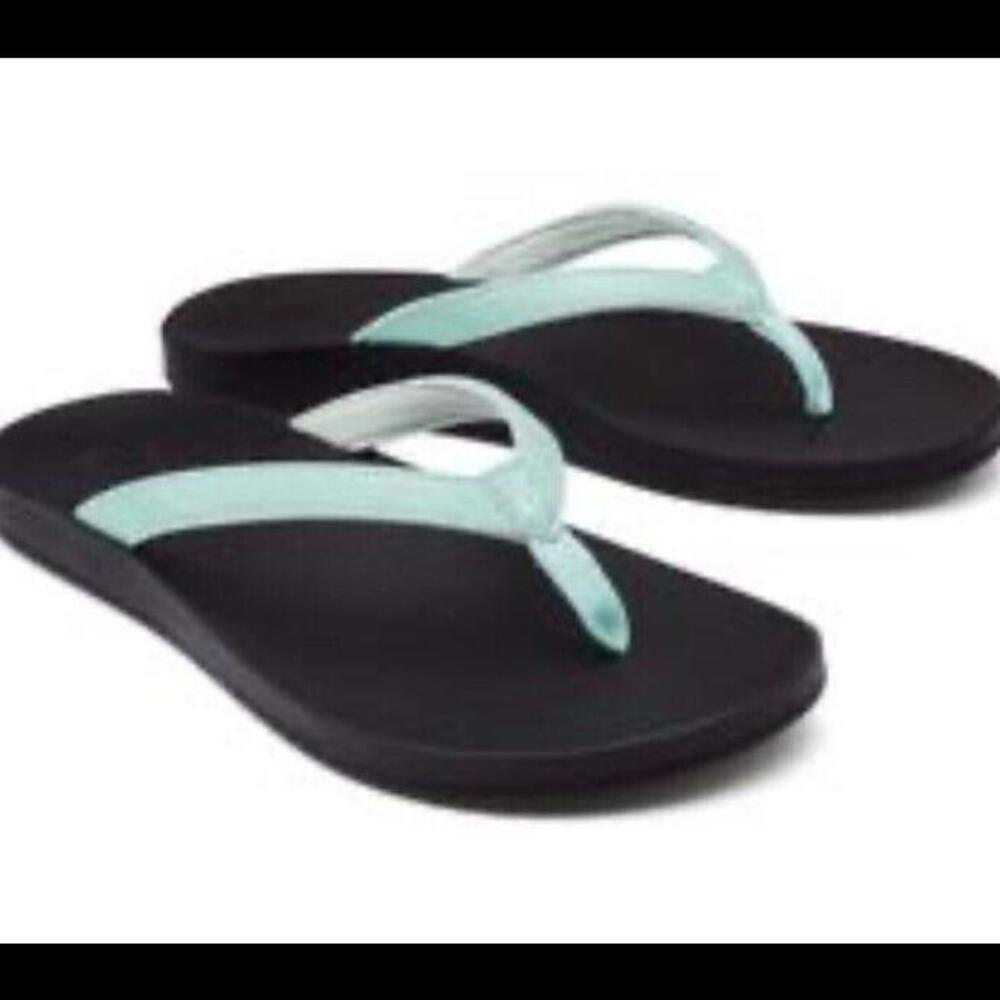 Olukai Puawe - Women's Sz 9 Sea Glass/ Black NIB